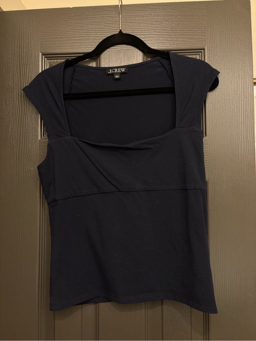 J. Crew Navy Cap-Sleeve Square-Neck Tank Top